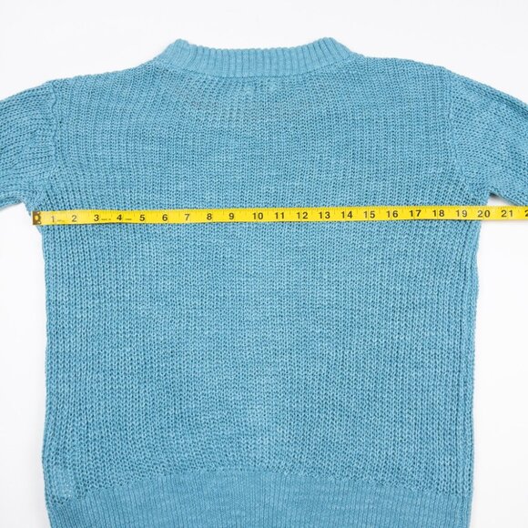 Faherty Miramar Linen Sweater Women's Small Aqua Blue Crew Neck Long Sleeve - Picture 12 of 13